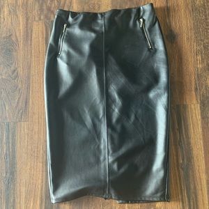 Faux Leather Midi Skirt